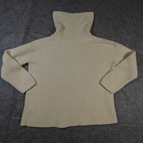 J. Jill Sweater Womens Medium Turtleneck Chunky Knit Cream Ivory Jumper PUllover - Picture 6 of 10